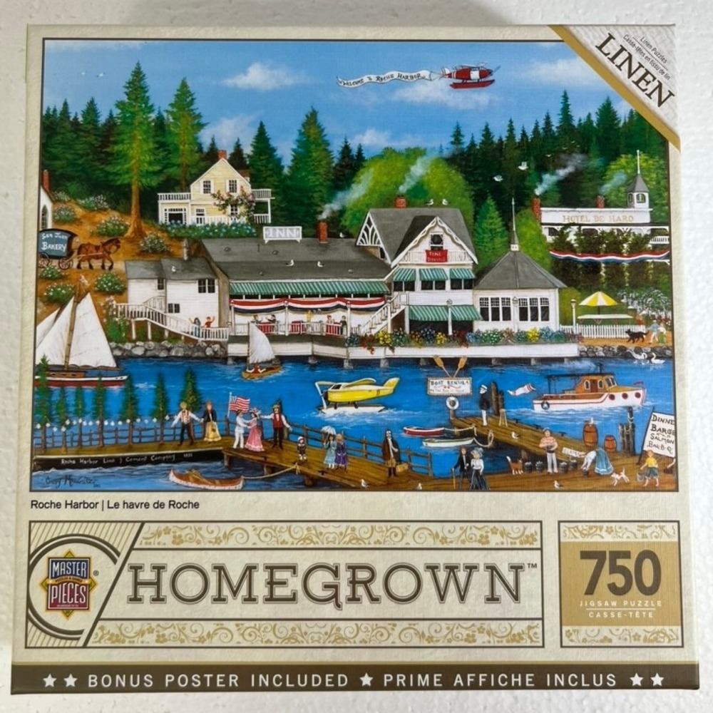 MasterPieces Homegrown 'Roche‎ Harbor' 750 PC Jigsaw Puzzle w/Poster Complete